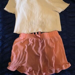 Charming Cream and Peach Kids' Ruffle Top